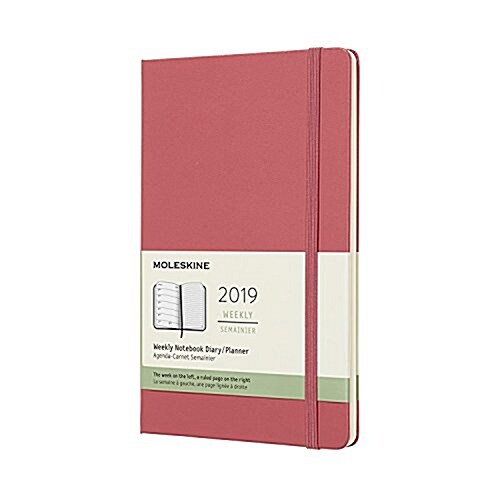 Moleskine 2019 12m Weekly Notebook, Large, Weekly Notebook, Pink Daisy, Hard Cover (5 X 8.25) (Desk)