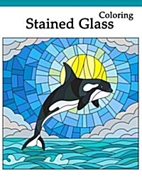 Stained Glass Coloring: Art Nouveau Coloring Book Large Print (Paperback)