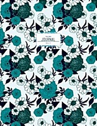 8.5 X 11 Journal - Dot Grid: Bullet Grid Notebook, Teal Floral Softcover (Paperback)