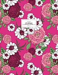 8.5 X 11 Journal - Dot Grid: Bullet Grid Notebook, Hot Pink Floral Softcover (Paperback)