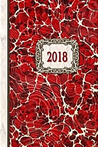2018 Diary Red Marble Design: 13 Months & Week to Page Planner 130 Pages 6x 9 with Contacts - Password - Birthday Lists & Notes (Paperback)