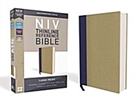 NIV, Thinline Reference Bible, Large Print, Cloth Over Board, Blue/Tan, Red Letter Edition, Comfort Print (Hardcover)