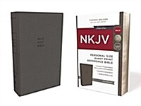 NKJV, Reference Bible, Personal Size Giant Print, Imitation Leather, Gray, Red Letter Edition, Comfort Print (Leather)