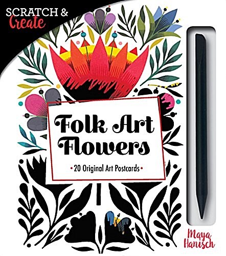 Scratch & Create Folk Art Flowers: 20 Original Art Postcards (Paperback)