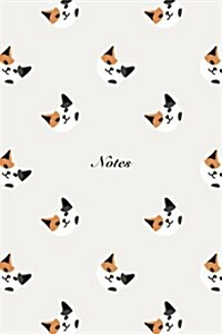 Notes: 6x9 Notebook Cute Cat Face Design Pattern Cover. 108 Blank Lined Pages Matte Softcover Note Book Journal (Paperback)