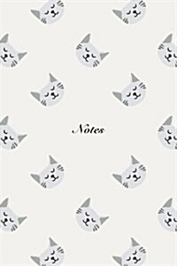 Notes: 6x9 Notebook Cute Cat Face Design Pattern Cover. 108 Blank Lined Pages Matte Softcover Note Book Journal (Paperback)