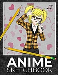 Anime Sketchbook: Manga Sketchbook for Artists, Anime Girl 5, 100 Pages Blank Comic Book, 8.5x11 (Paperback)