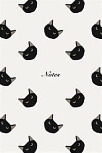 Notes: 6x9 Notebook Cute Cat Face Design Pattern Cover. 108 Blank Lined Pages Matte Softcover Note Book Journal (Paperback)