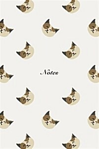 Notes: 6x9 Notebook Cute Cat Face Design Pattern Cover. 108 Blank Lined Pages Matte Softcover Note Book Journal (Paperback)