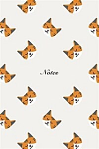 Notes: 6x9 Notebook Cute Cat Face Design Pattern Cover. 108 Blank Lined Pages Matte Softcover Note Book Journal (Paperback)