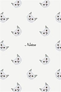 Notes: 6x9 Notebook Cute Cat Face Design Pattern Cover. 108 Blank Lined Pages Matte Softcover Note Book Journal (Paperback)