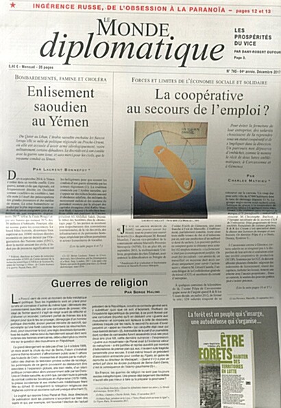 Le Monde Diplomatique (월간 프랑스판): 2017년 12월호