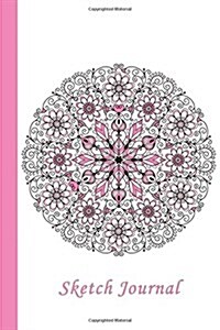 Sketch Journal: Flower Mandala (Pink) 6x9 - Pages Are Lined on the Bottom Third with Blank Space on Top (Paperback)