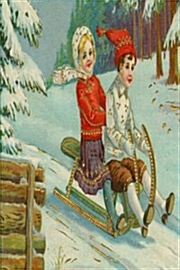 Vintage Kids Sledding Snowy Hill Evergreens Journal: (Notebook, Diary, Blank Book) (Paperback)