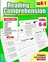 Reading Comprehension Passages and Questions for Guided: Level G and H Guided Reading Passages with Text Evidence Questions for Kindergarten, 1st Grad (Paperback)