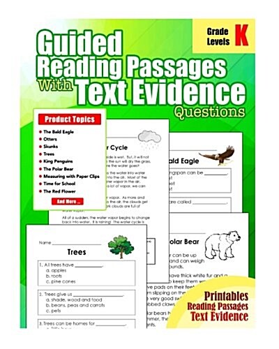 Guided Reading Passages: : Guided Reading Activities Passages with Text Evidence Questions for Kindergarten Grade (Paperback)