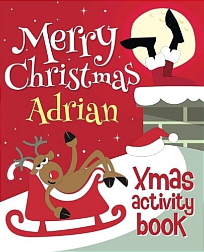 Merry Christmas Adrian - Xmas Activity Book: (Personalized Childrens Activity Book) (Paperback)