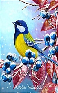 Winter Notebook: Blank Journal with Bird Sitting on a Snow Covered Branch 150 Lined Pages (Paperback)