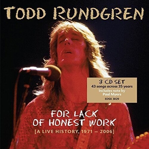 [수입] Todd Rundgren - For Lack Of Honest Work: A Live History, 1971-2006 [3CD][디럭스 에디션]