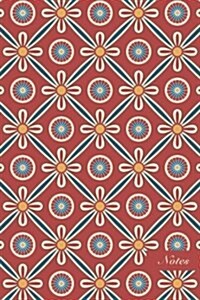 Notes: 6x9 Blank Lined Page Notebook Exotic Oriental Cross Ribbon Round Flower Seamless Pattern Cover. Matte Softcover Rule (Paperback)