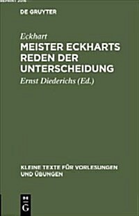 Meister Eckharts Reden Der Unterscheidung (Hardcover, Reprint 2016)
