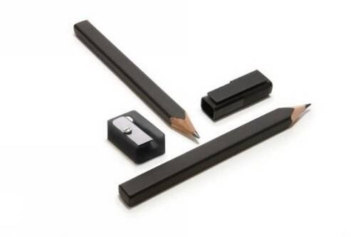 Moleskine Set of 2 Black Pencils and Sharpener, Black, Large Point (3.0 MM), Black Lead (Other)