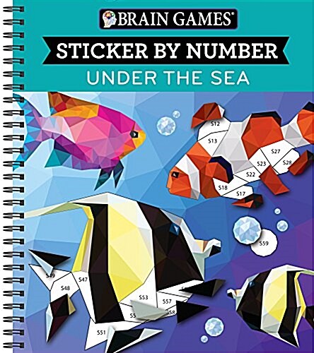 Brain Games - Sticker by Number: Under the Sea (28 Images to Sticker) (Spiral)