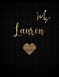 Lauren: Personalized Black XL Journal with Gold Lettering, Girl Names/Initials 8.5x11, Journal Notebook with 110 Inspirational (Paperback)