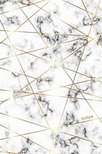 Notes: Marble + Gold Notebook Designer Journal 120-Page Lined (Paperback)