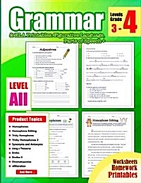 Grammar 4th Grade: Grammar Workbook Grade 4 Ela Printables: Figurative Language, Parts of Speech + for 3rd, 4th, 5th, 6th, 7th, Homeschoo (Paperback)