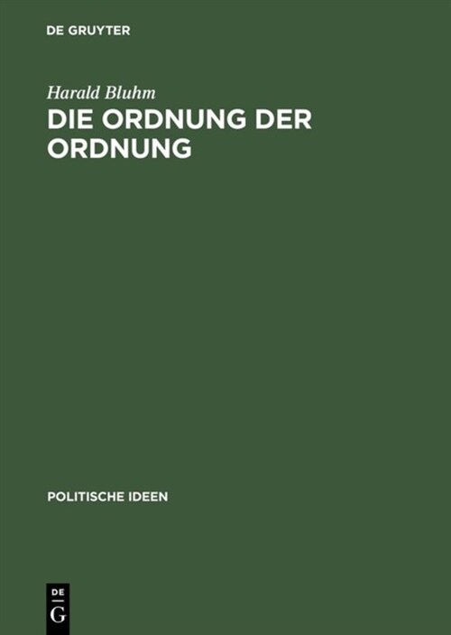 Die Ordnung der Ordnung (Hardcover, Reprint 2018)