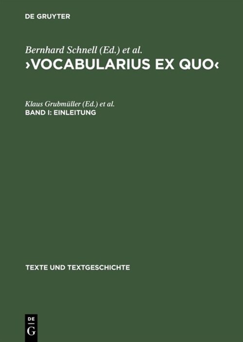 vocabularius Ex Quo (Hardcover, Reprint 2018)