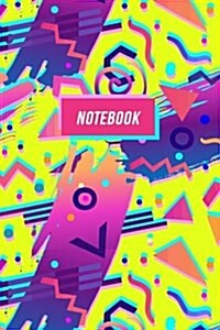 Notebook: Retro 90s Nostalgia Journal - Fluoro Abstract Design (Paperback)