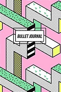 Bullet Journal: 90s Retro Dot Grid Journal Funky Optical Illusion (Paperback)