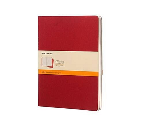 Moleskine Cahier Journal (Set of 3), Extra Large, Ruled, Cranberry Red, Soft Cover (7.5 X 10) (Paperback)