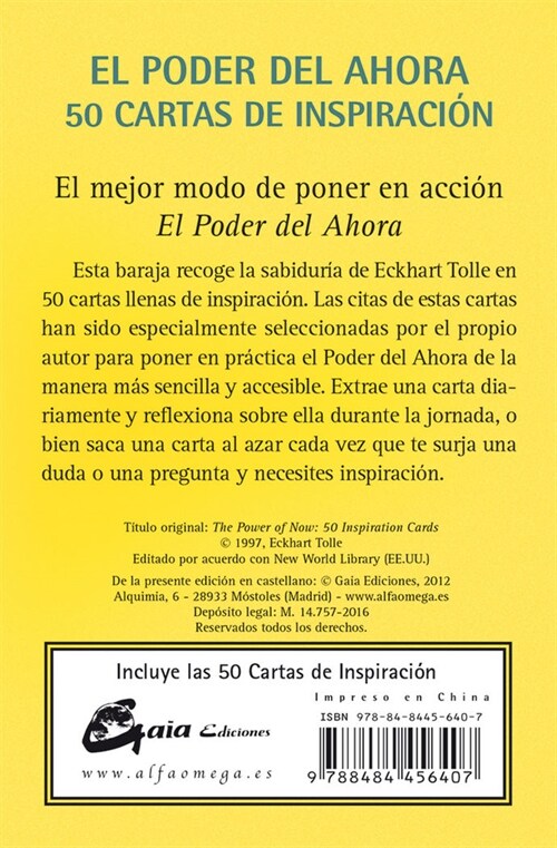 EL PODER DEL AHORA 50 CARTAS DE INSPIRACION (Paperback)