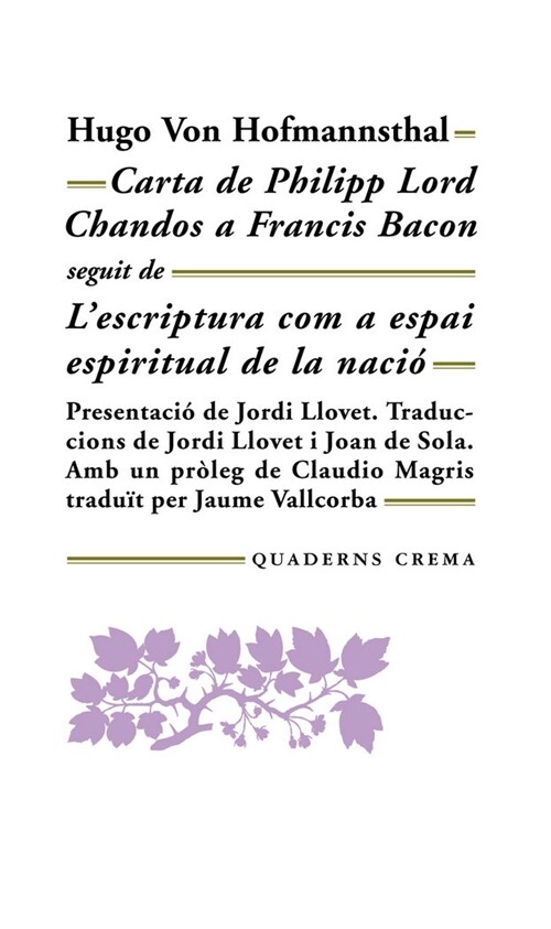 CARTA DE PHILIPP LORD CHANDOS A FRANCIS BACON LESCRIPTURA COM A ESPAI ESPIRITUAL (Paperback)