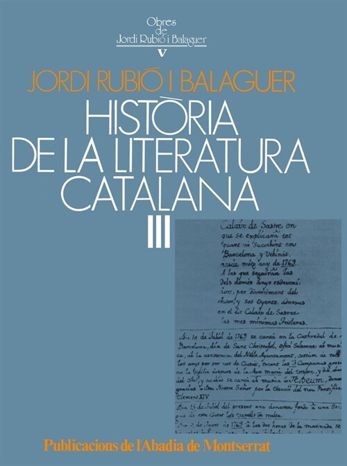 (3) H  LITERATURA CATALANA, III (Hardcover)