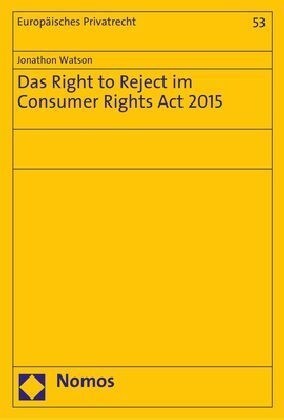 Das Right to Reject Im Consumer Rights ACT 2015 (Paperback)