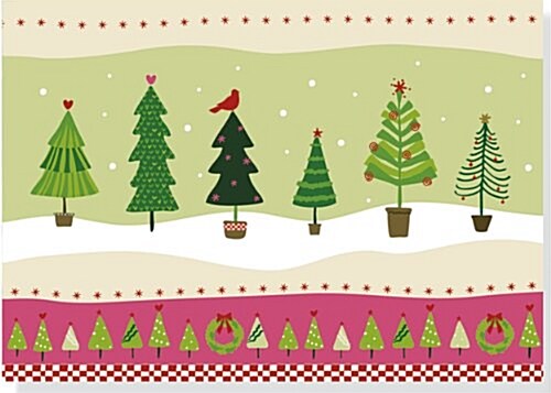 Folk Art Treescape Holiday Cards (Cards, Deluxe)