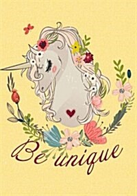 Be Unique: Unicorn Gratitude Journal For Girls Kids Children Writing 7x10 (Paperback)