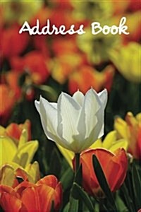 Address Book.: (Flower Edition Vol. E62) White Tulip Design Glossy and Soft Cover, Large Print, Font, 6 X 9 for Contacts, Addresses (Paperback)