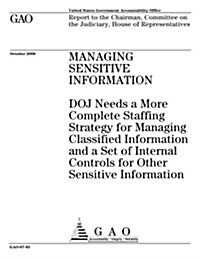 Gao-07-83 Managing Sensitive Information: Doj Needs a More Complete Staffing Strategy for Managing Classified Information and a Set of Internal Contro (Paperback)