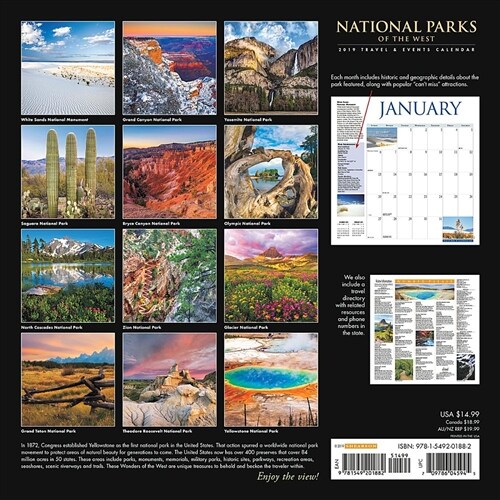 National Parks of the West 2019 Wall Calendar (Wall)
