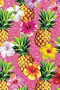 Bullet Journal Tropical Print: Glitter Pineapple 6x9 Dot Grid Notebook - Bright, Floral Style (Paperback)