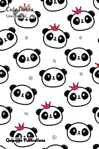 Cute Panda Lined Journal: Medium College Ruled Notebook with Panda Faces Pattern Cover (Paperback)