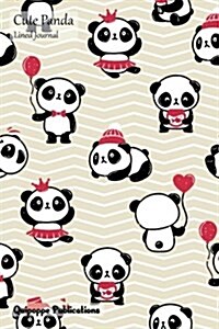 Cute Panda Lined Journal: Medium Lined Journaling Notebook, Cute Panda Panda with Red Accent Pattern Cover, 6x9, 130 Pages (Paperback)