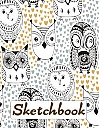 Sketchbook: Large Sketch Book Cute Owl Heart Cover 100 Pages of 8.5 X 11 Blank Paper for Drawing, Doodling or Sketching Blank Jour (Paperback)