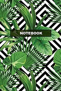 Notebook: Tropical Plant Print Geometric Notebook 120-Page Lined Journal (Paperback)