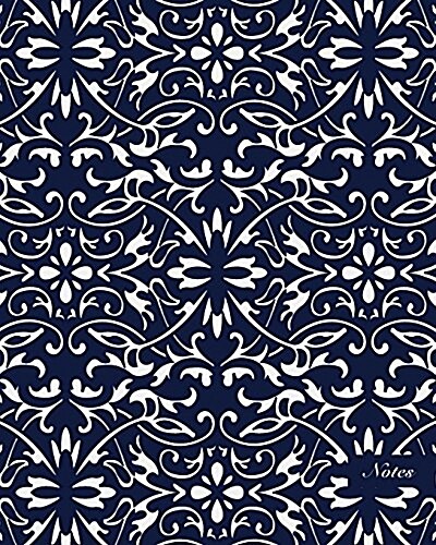 Notes: 8x10 Unruled Blank Notebook Seamless Oriental China Porcelain Curve Cross Vine Plant Pattern Cover. Matte Softcover (Paperback)
